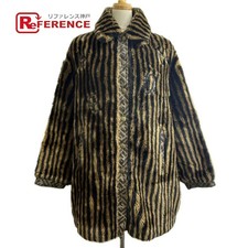 FENDI Zucca Pecan Eco Fur Coat Brown Mid Length Used
