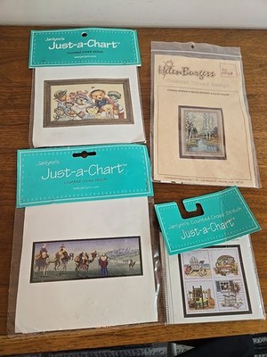 Janlynn Just-a-Chart Y2K Cross Stitch Pattern Grannycore Teddy Bear Landscape 