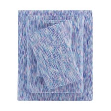 Bed Sheet Set Full Size 4 Pieces 100 Cotton Extra Soft Jersey Purple Crackle