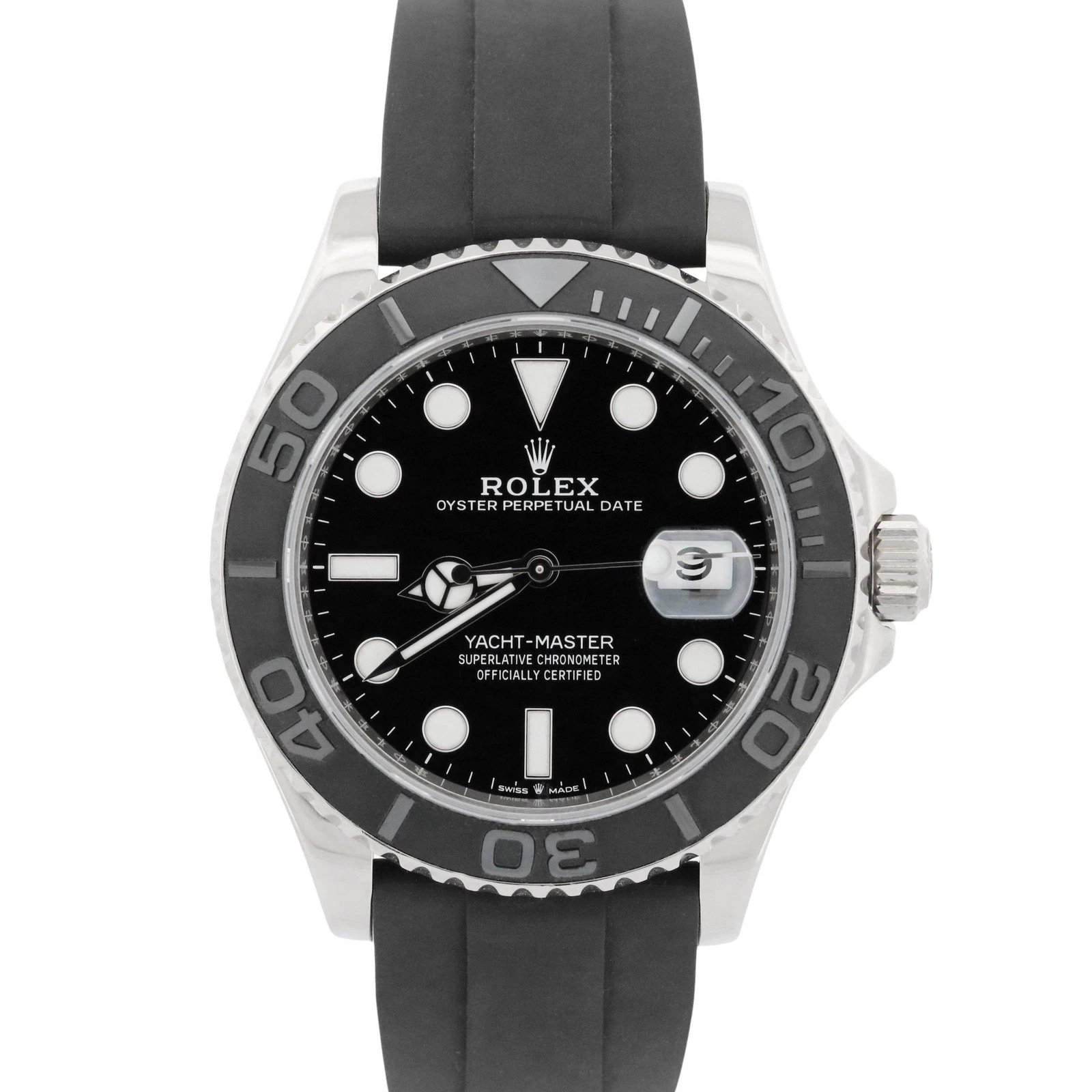 Rolex Yacht-Master BLACK 18K White Gold Oysterflex Rubber 42mm 226659 BOX