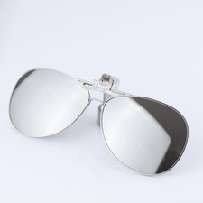 Polarized Clip On Sunglasses Pilot Silver Aviator Flip Up Driving Glasses New