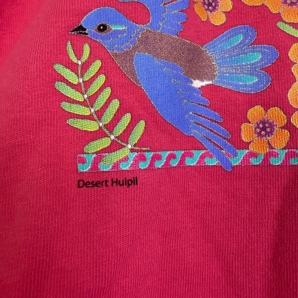 Sabaku Art Wear Shirt Womens XL Pink Floral Short Sleeve Colorful Graphic Casual - Image 4 of 4