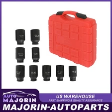 9pcs 1/2- Inch Drive Deep Impact Socket Set Metric Axle Hub Nut Socket 29-38mm