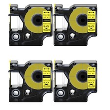 4 Heat Shrink Tube Label IND Tape Black on Yellow 18056 For Dymo Rhino 5000 1/2"