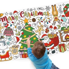 BrigtenKidz Christmas Coloring Tablecloth, 30 x 72 Inch Xmas Giant Coloring P...