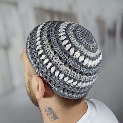 Crochet weav kippah for big head Custom knit kippot yarmulke Jewish aesthetics - Picture 6 of 8