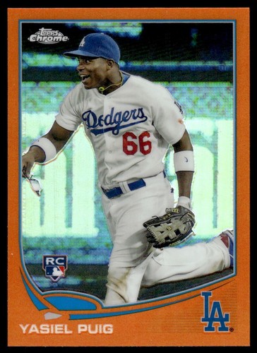2013 Topps Chrome Orange Refractors Yasiel Puig Los Angeles Dodgers #138 R70