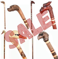Cane Walking Stick handmade carved wooden - Knob handle canes