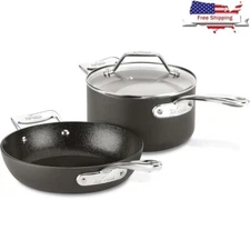 Hard Anodized Nonstick Frying Sauce Pan Set Oven Safe Cookware Pots Pans Kitchen