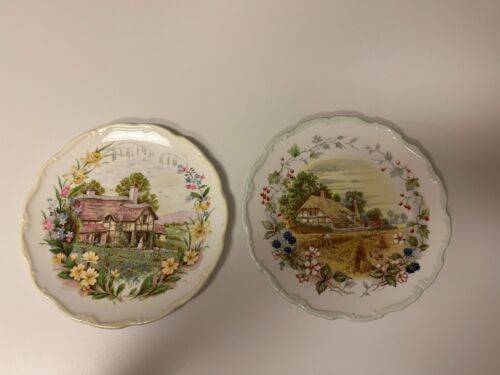 Royal Albert "SPRING" & "AUTUMN" Cottage Garden Year Series  8 1/4" Plates - Picture 1 of 7
