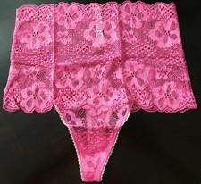 Victorias Secret Dream Angels High Waist Floral Lace Thong Panty Rose Pink S Nwt