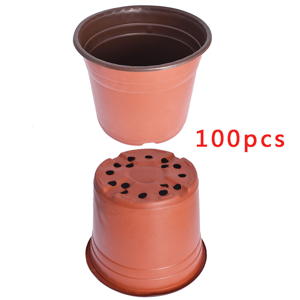 100 Pcs Lightweight Plastic Plant Flower Pots Nursery Seedlings Pot Flower Plant Container Starting Pots