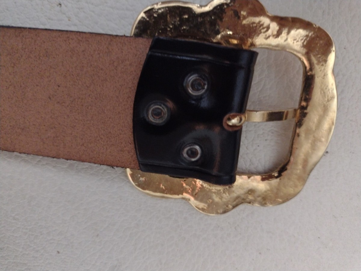 TOPFER Black Leather Gold Buckle and designs Sz 85 (US 34  display picture 1