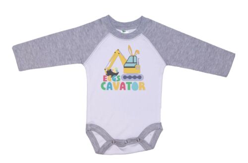 EASTER BUNNY BABY BODYSUIT, Eggscavator, CUTE INFANT ROMPER, CHILD'S RAGLAN - Picture 3 of 16