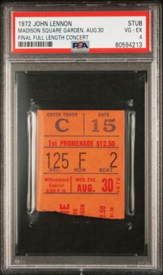 JOHN LENNON LAST CONCERT FINAL PERFORMANCE 1972 CONCERT TICKET 8