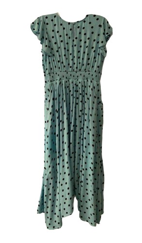 Justice Girls Maxi Dress Blue 10 Polka Dots Lined Pockets Cinched Stretch Waist - Picture 7 of 12