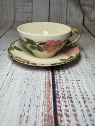 Set Of 4 Franciscan Earthenware Desert Rose Tea Cup Coffee Mug & Saucer 1953-58 - Picture 2 of 14