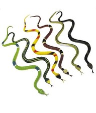 Fun Central 12-Pack Realistic Rubber Snakes - 14-Inch Flexible Prank Props, P...