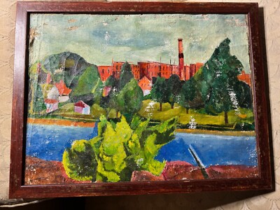 Wesley Lea (1914 - 1981) ''River Landscape Scene'' Oil Painting - Framed