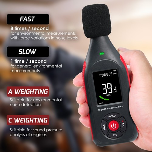 Datalogger Sound Level Meter A/C Weighted, Hi/Lo Alarm, SPL Monitor Noise Tester - Picture 7 of 9