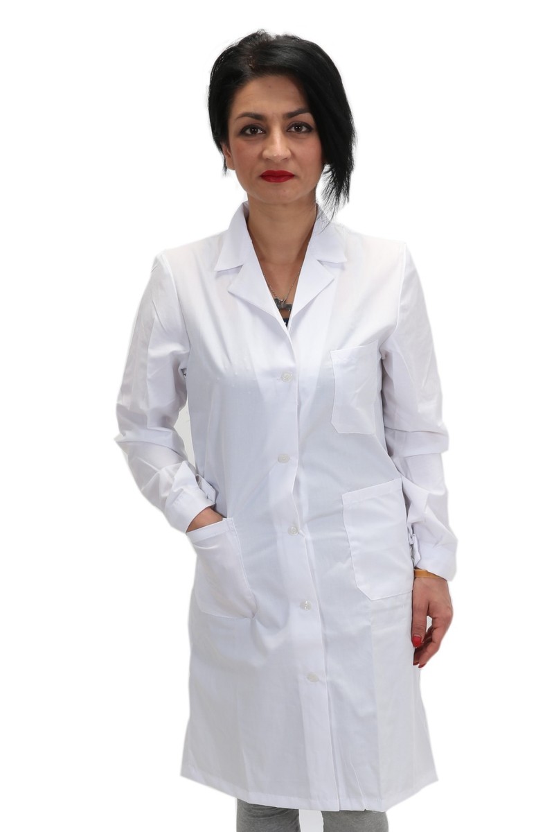 Camici da Laboratorio donna Ospedaliero Bianco Lungo misto cotone