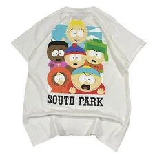 Vtg South Park Shirt Mens M White Cartoon Funny Humor Tee Cartman Kenny Promo