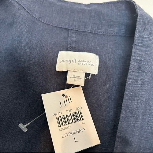 J. Jill NWT Linen Duster Open Front True Navy size Large - Picture 2 of 6