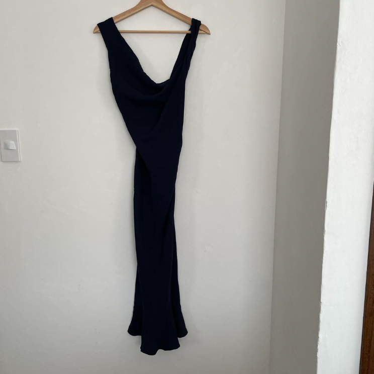 John Galliano Vintage Archive Spring 1999 Navy Blue Bias Cut Low
