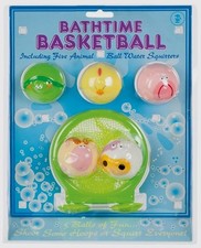 BATHTIME BASKETBALL Hoop Set with Five Animals Kids Bath Tub Toy Gifts NEW