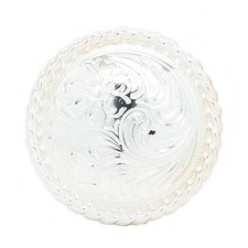 Rose Flower 1-1/4" Shiny Silver Rope Edge Screwback Concho 1786s Stecksstore