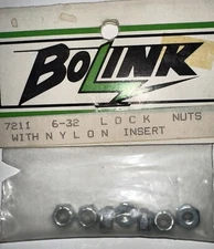Bolink 6-32 Lock Nuts With Nylon Inserts (7) New Vintage RC Car #7211 Chamfered