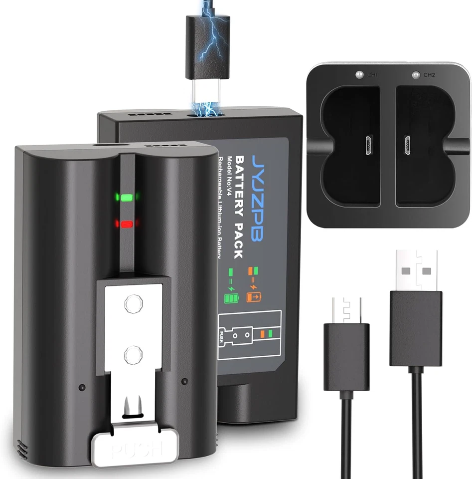 JYJZPB 2 Pack 7200mAh Battery for Ring Doorbell 2/3/4 & Cameras + Dual Charging Station