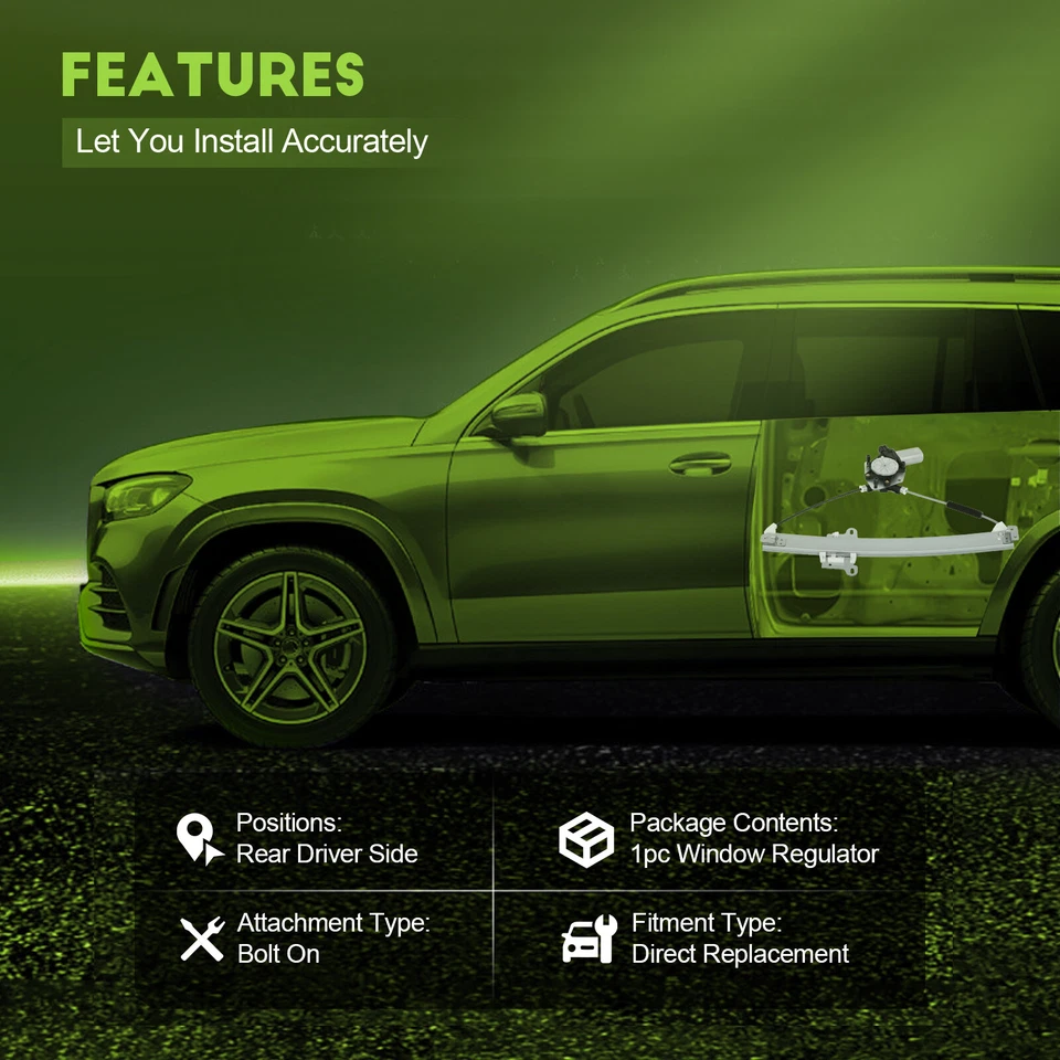 Se adapta a Acura RL 2005-2012 regulador de ventana eléctrica del lado del conductor trasero izquierdo con motor Foto 2 de 4
