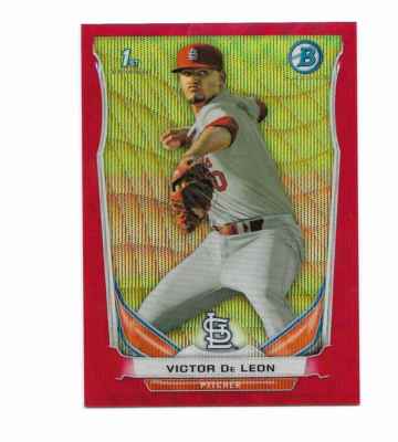 2014 Bowman Chrome Prospects Red Wave Refractors Victor De Leon 10/25 Cardinals