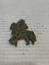 Vintage Cast Iron 2  Soldier On Horse Flat Toy