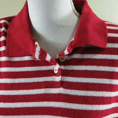 Vintage LIZWEAR Red & White Striped Terry Top - M - NWOT - Picture 2 of 8
