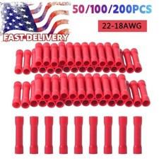 Red Insulated Butt Wire Connectors Electrical Cable Crimp Terminals 22-18AWG