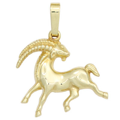 Zodiac Pendant Capricorn 333 Gold Yellow Gold Dangle Choker, Women