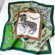 100 Mulberry Silk Scarf Bandanna Horse Floral Print Necktie Turban Hairband 21"