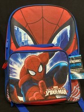 Marvel Spider-Man Backpack w/Detachable Insulated Lunchbox Zip Close Side Pocket