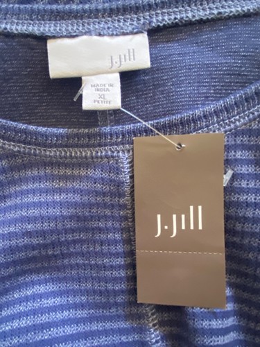 J.JILL gestreifte Baumwoll Strick Tunika/Pullover Kleid blau/indigo Langarm PXL - Bild 6 von 15