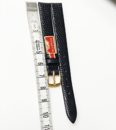 Banda de reloj Speidel Genuino Clásico Lagarto Tono Negro 11 mm Cuero Dorado - Imagen 5 de 5