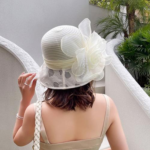 Mujeres Fascinador Kentucky Derby Iglesia Sombrero Sol Organza Novia Encaje Té Fiesta Sombrero - Imagen 27 de 29
