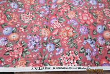 2 yds x 42" wide Vintage Calico Cranston Print Works Pink Purple Flowers