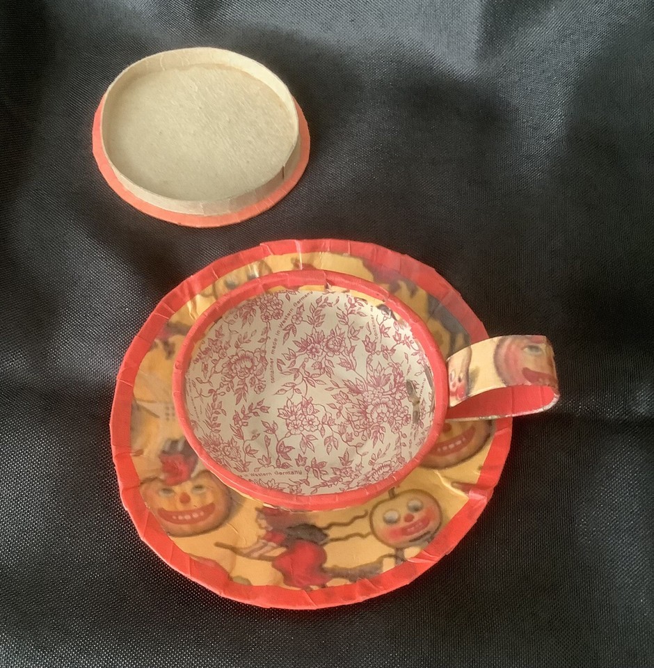 Vintage Style Halloween Papiermâché Cup & Saucer Candy Container West