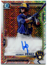 2020 Bowman Chrome Mega Hedbert Perez Mojo On Card Rookie Auto Milwaukee Brewers
