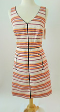 Trina Turk NWT Womens Sheath Dress 2 Orange White Striped Jacquard Made in USA