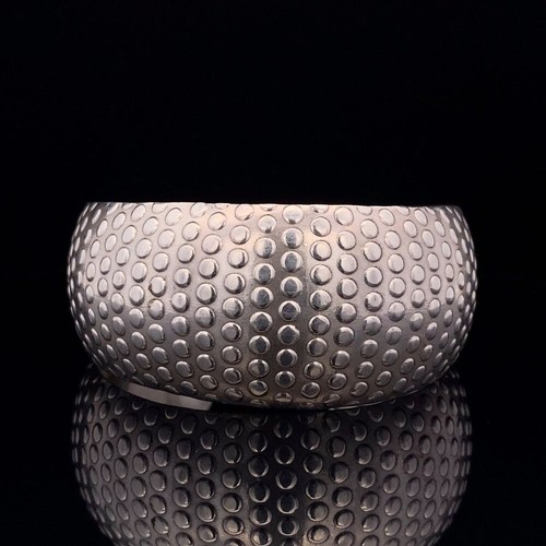 MEXICO Sterling Silver Wide 6.75" Bracelet 1" Wide Textured Polka Dot Vintage - Picture 9 of 12