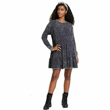 Soft Sweatshirt Tiered Black Dress 