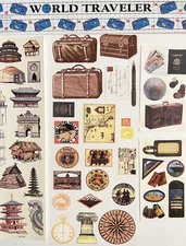 World Traveler Sticker Lot: Vacation Scrapbooking Journal Trip Planner